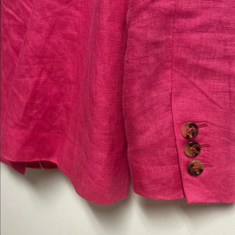 Mango Vibrant Pink Double-Breasted Linen Blazer Small - Picture 5 of 8